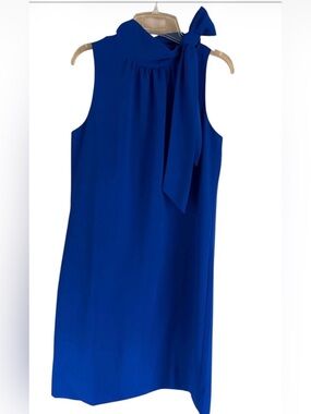 Size 6 Sleeveless Bow-Neck Shift Dress in Cobalt Blue